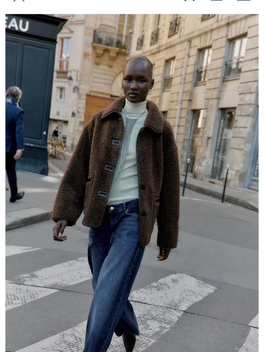 Zara Women's Reversible Brown Shearling-Lined Leather Jacket - Picture 4 of 4